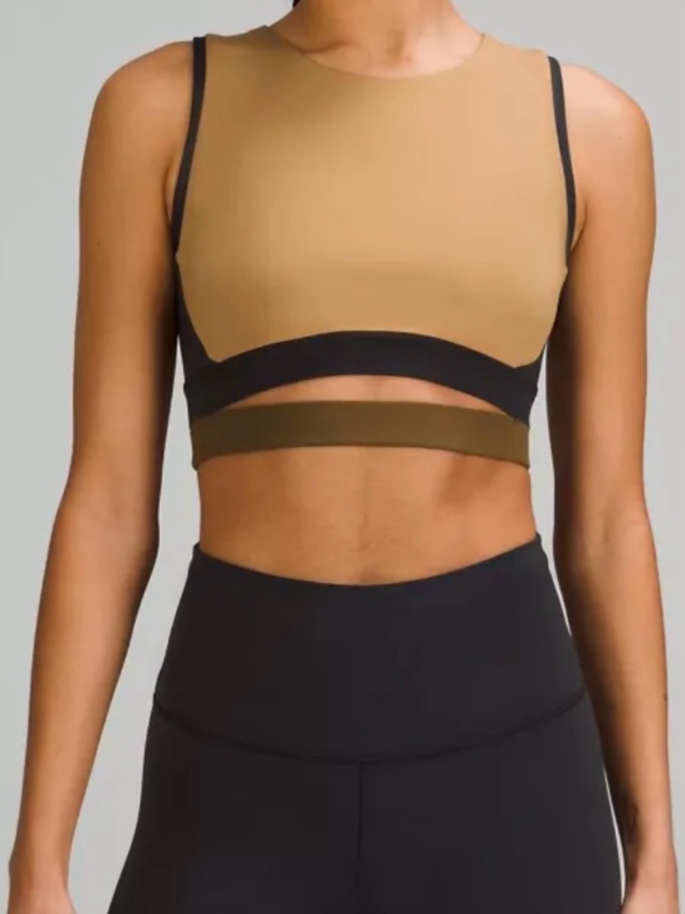 NWT Lululemon High-Neck Square-Back Train Bra Colorblock Black Dart Size 8‎ New